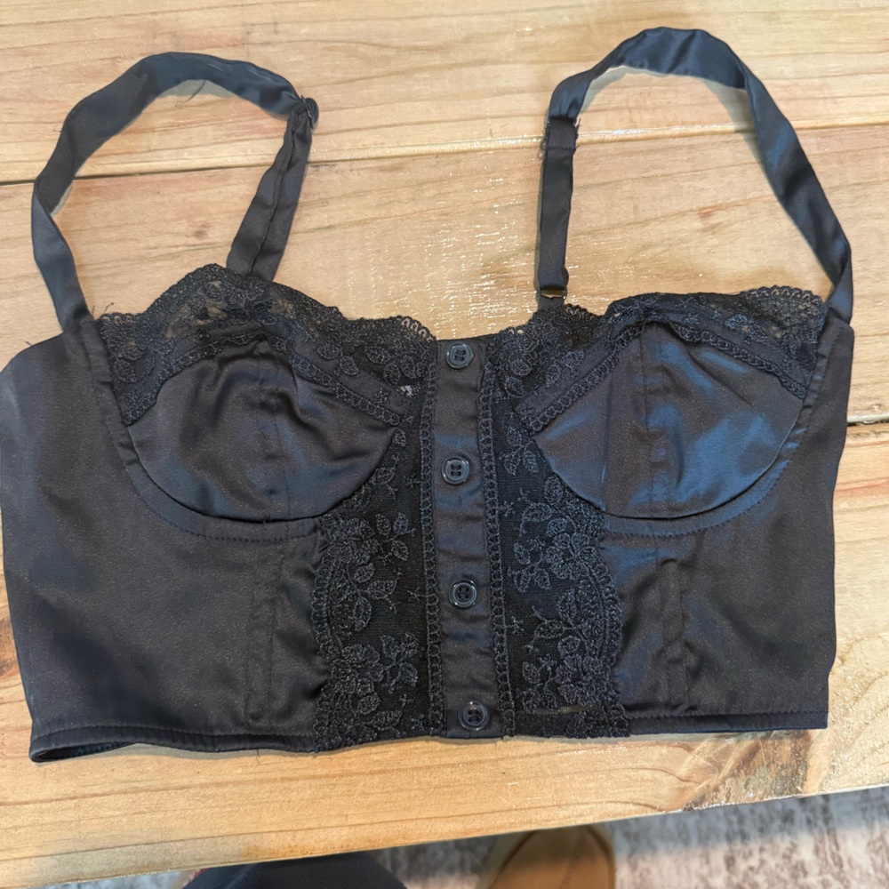 Princess Polly Black Lace Button-Front corset